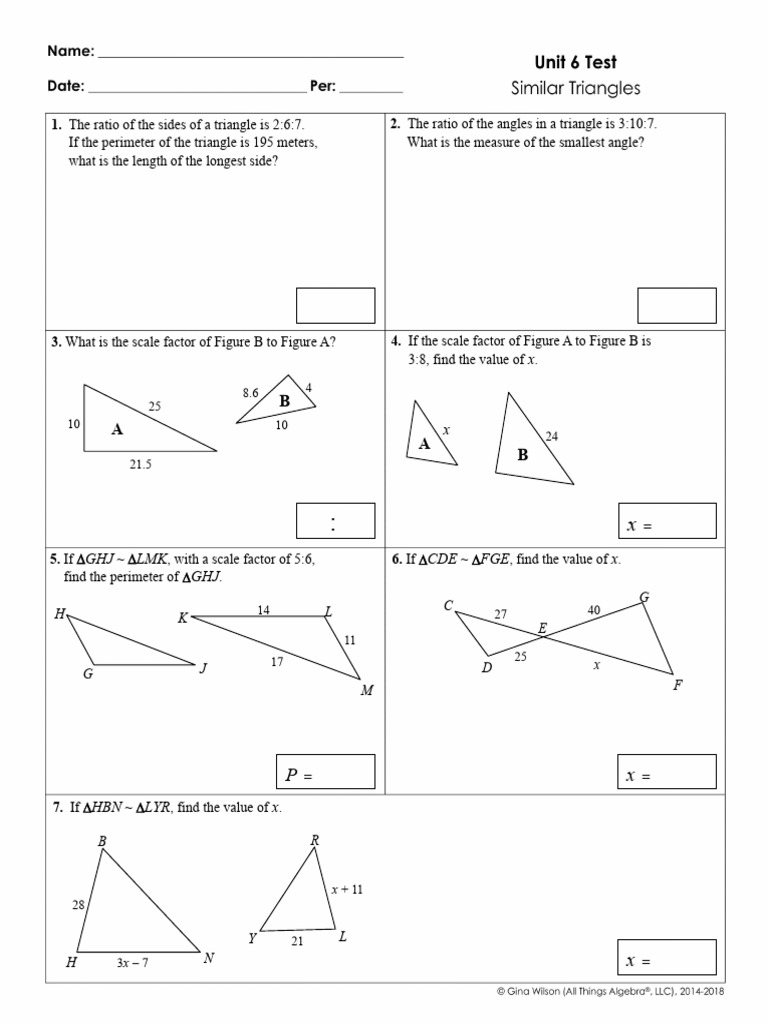 Unit 6 test editable pdf triangle euclidean plane geometry