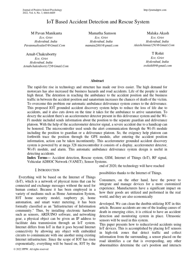 IoT Accident Detection and Rescue System | PDF | Internet Of Things ...