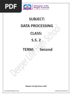 Ss 2 Data Processing Second Term E-Note