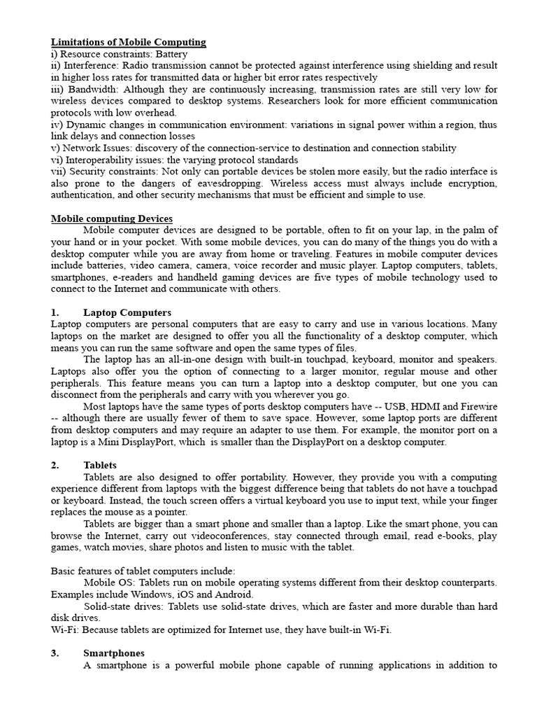 1.3 Mobile Computing Devices | PDF | Wireless Lan | Wi Fi