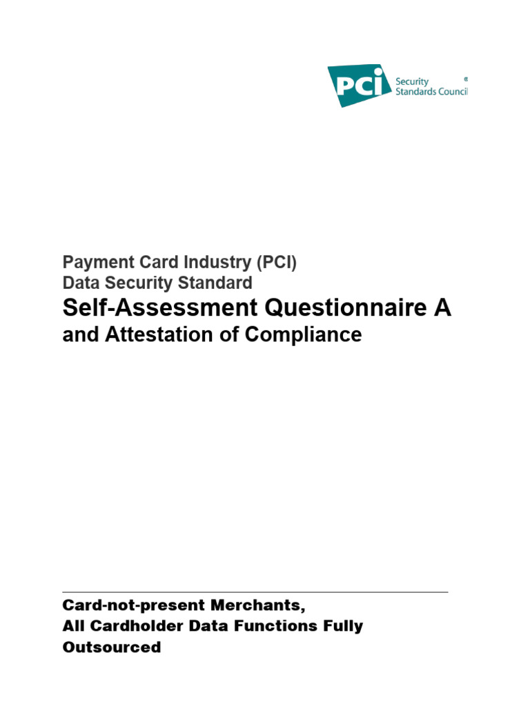 PCI DSS 3.2.1 SAQ A Compliance Guide | PDF | Payment Card Industry Data ...