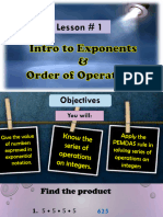 Exponents and Series of Operations On Integers