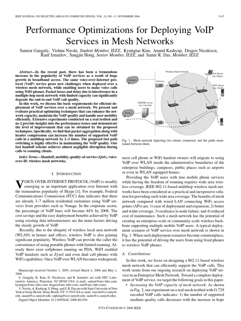 Optimizing VoIP in Mesh Networks | PDF | Voice Over Ip | Computer Network