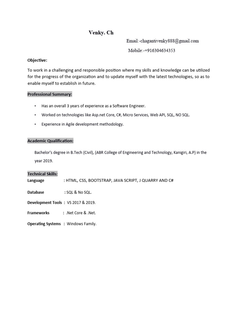 Software Engineer Resume - Venky Ch | PDF | Web Application ...