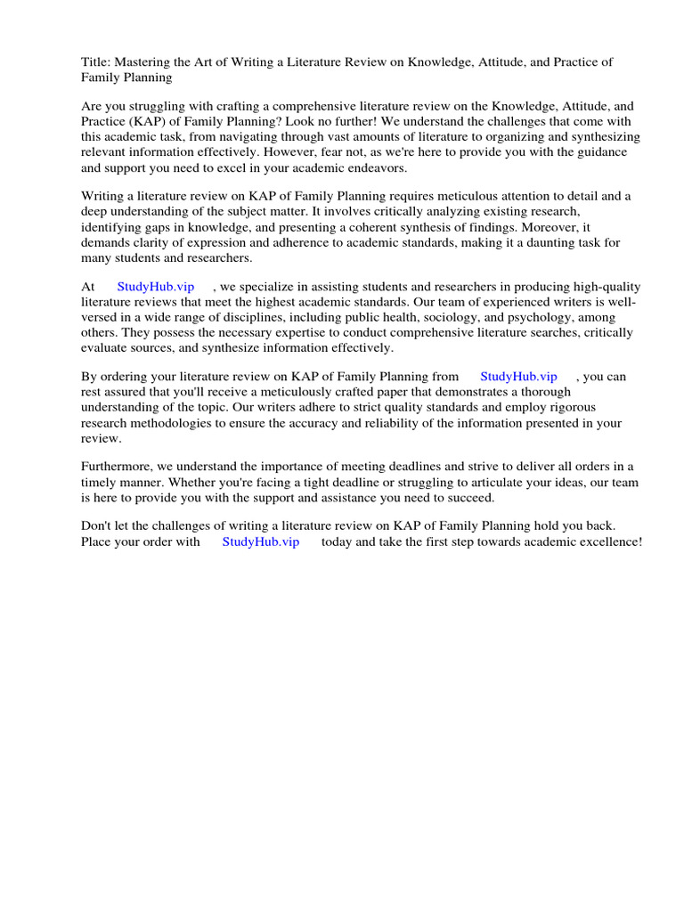 Literature review on knowledge attitude and practice of family planning