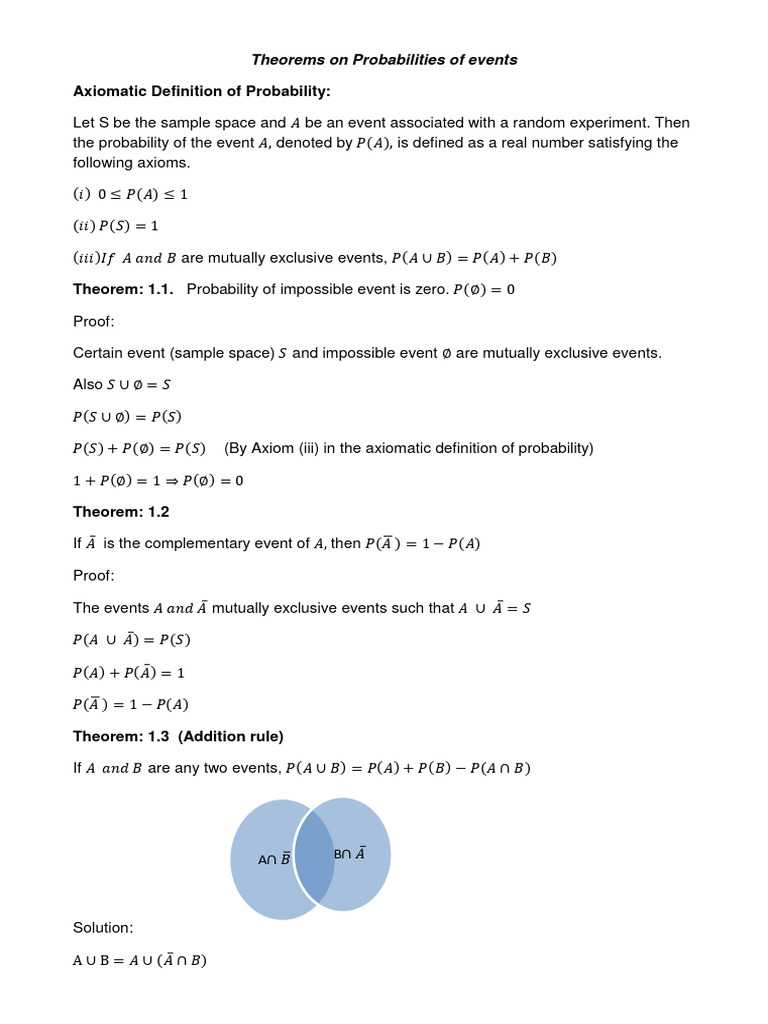 5 Theorems On Probability of Events | Download Free PDF | Theorem | Axiom