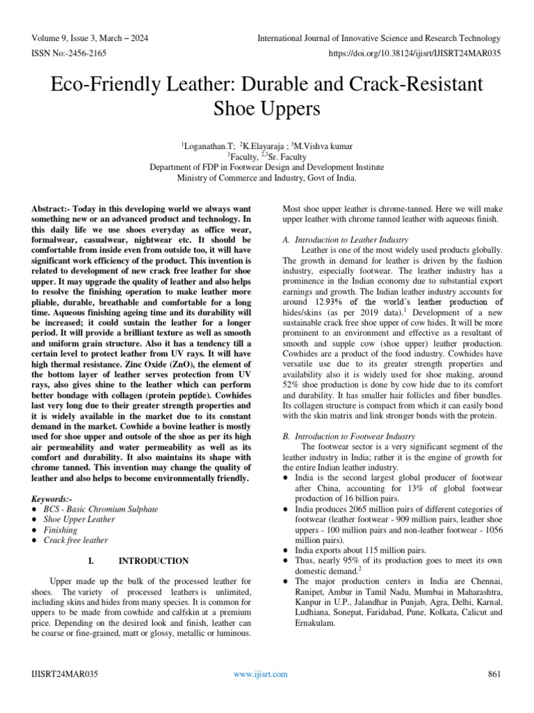 Snapshot of Low Impact Tanning Process For Eco Black Tie Shoe Uppers