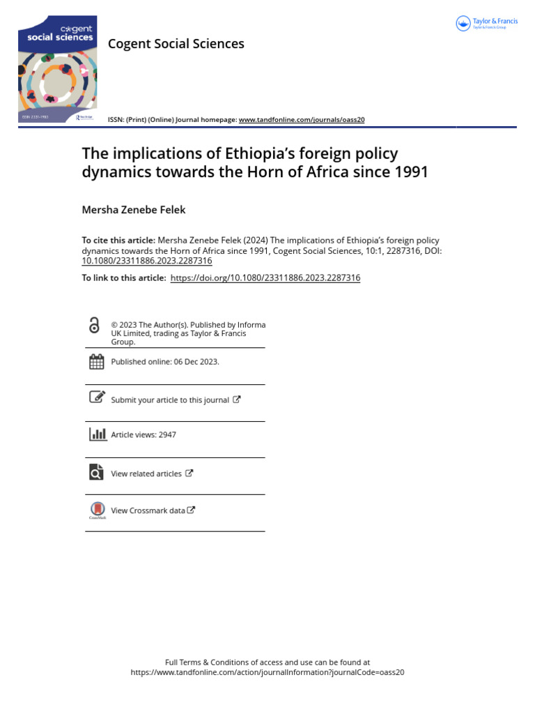 Ethiopia's Foreign Policy in the Horn of Africa | PDF | Ethiopia | Horn ...
