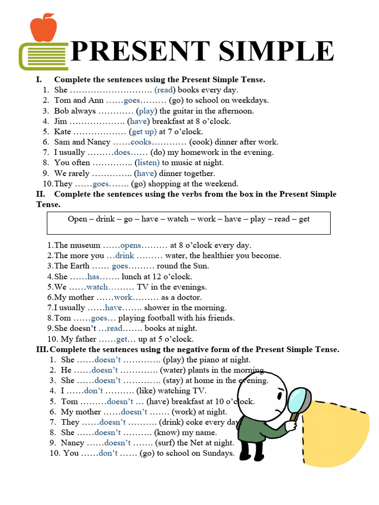 Present Simple Tense Exercises | PDF | Language Families | Linguistic ...