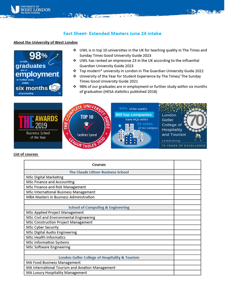 Extended Masters at University of West London | PDF | Bachelor's Degree ...