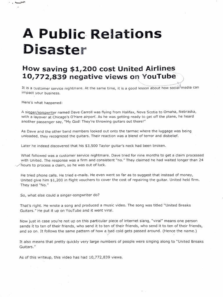 A Public Relations Disaster PDF United Airlines(01)