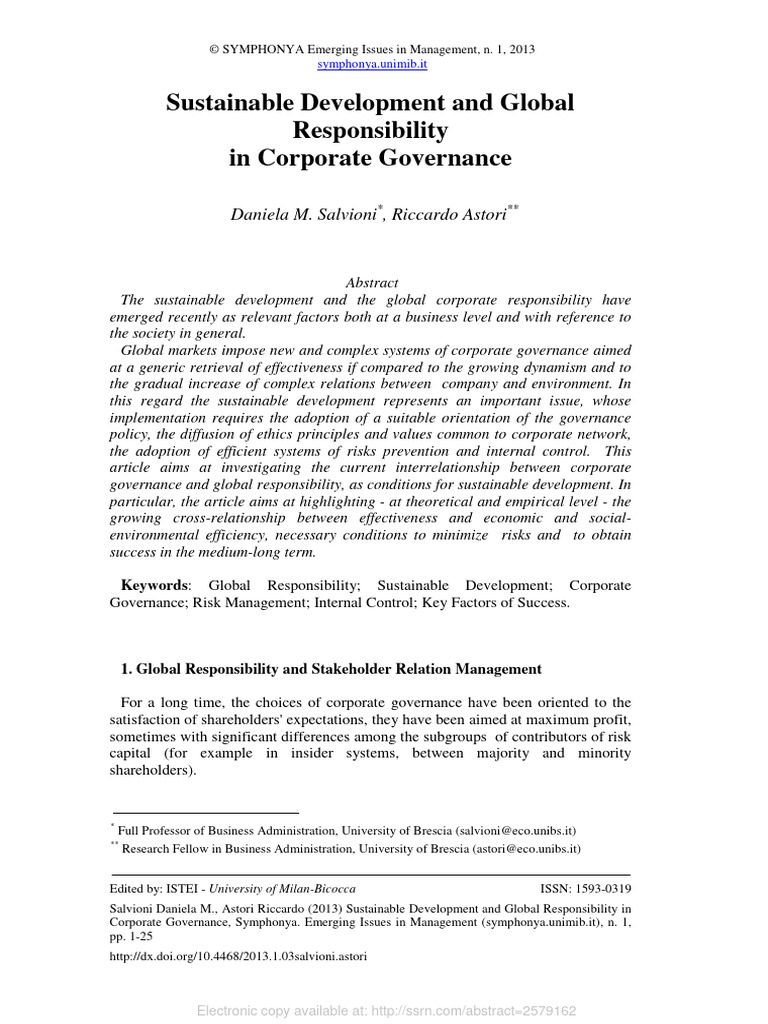 Corporate Governance & Sustainability | PDF | Governance | Sustainability