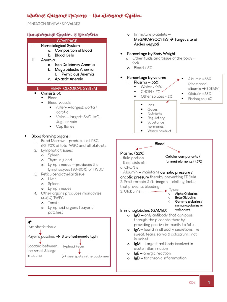Hematological Nursing: Anemia & Disorders | PDF | Anemia | White Blood Cell