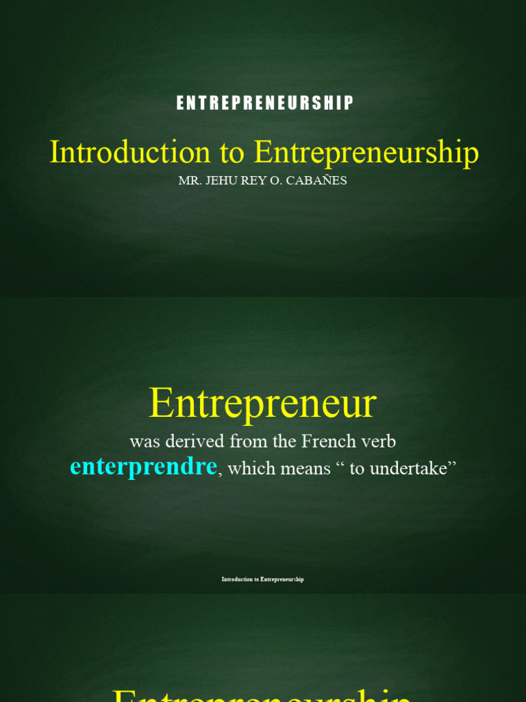 (1) Introduction to Entrepreneurship | PDF | Entrepreneurship | Social ...