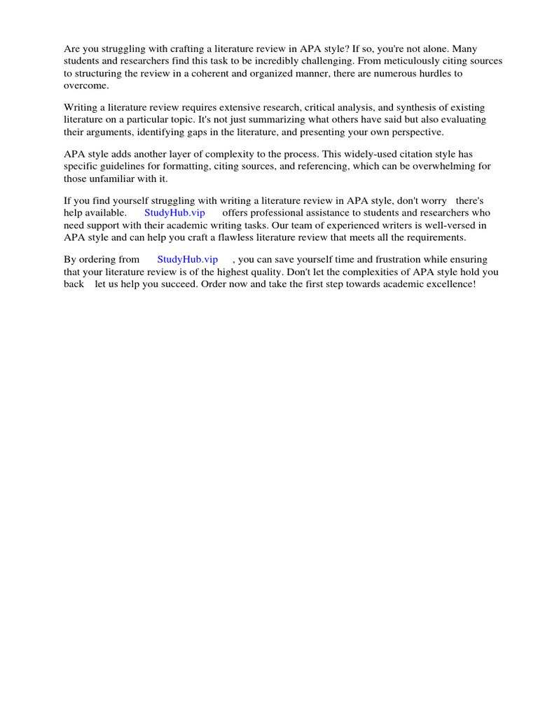 Apa Style of Literature Review Example | PDF | Apa Style | Citation