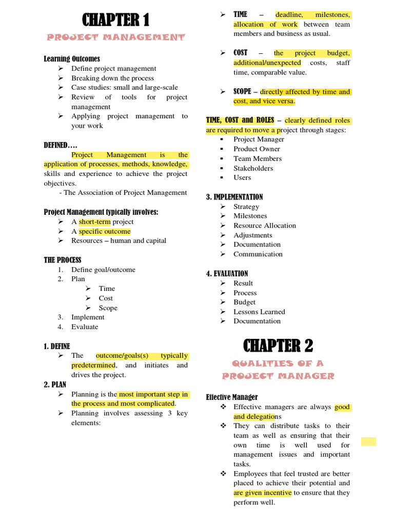 Project management notes pdf risk risk management