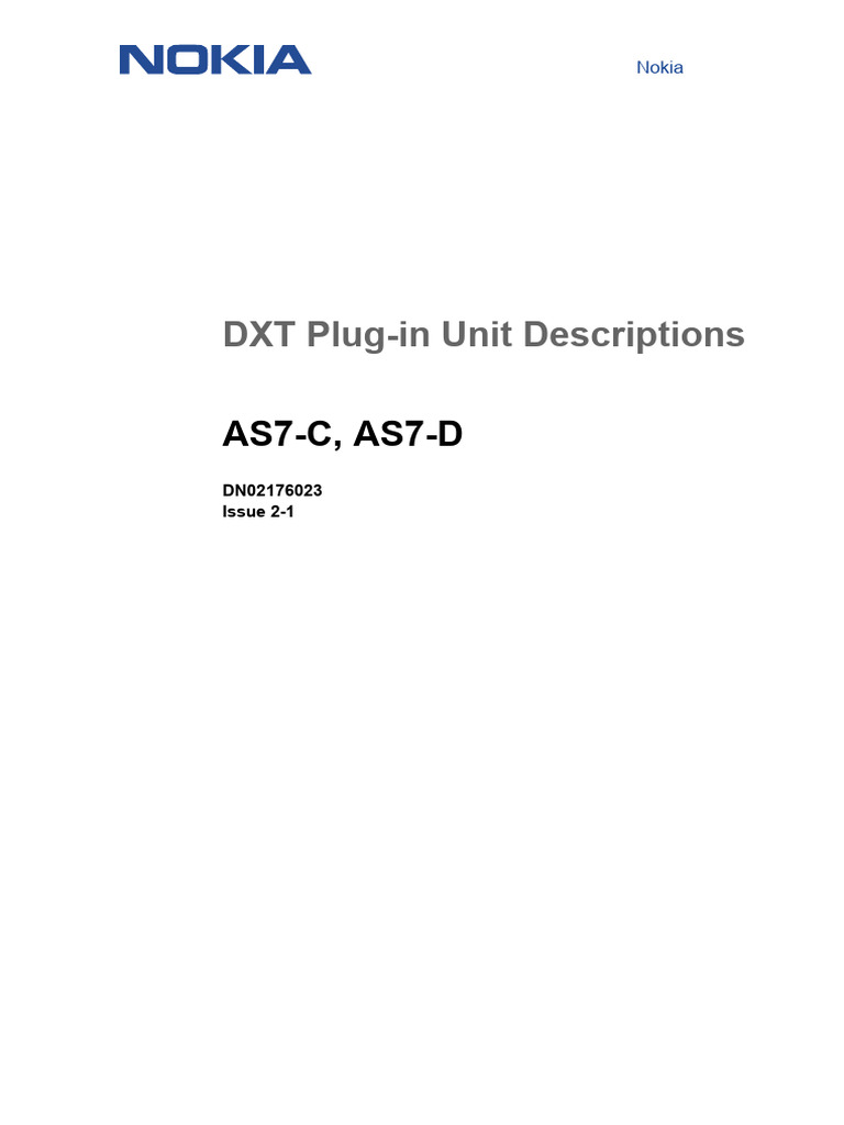 DXT Plug-In Unit Descriptions: AS7-C, AS7-D | PDF | Computer ...