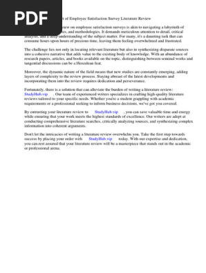 Employee Satisfaction Survey Literature Review