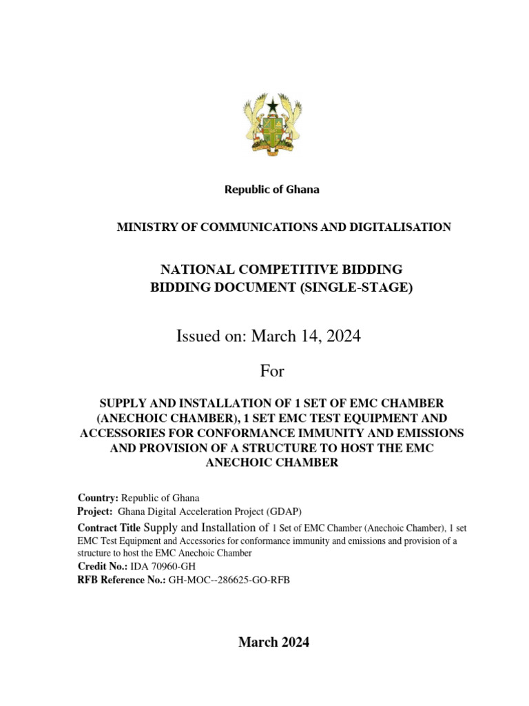 Final bidding document for the supply and installation of 1 set of emc