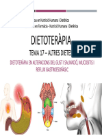 Tema 17. Altres Dietes II - Dietoteràpia en Alteracions Del Gust I Salivació, Mucositis I Reflux Gastroesofàgic