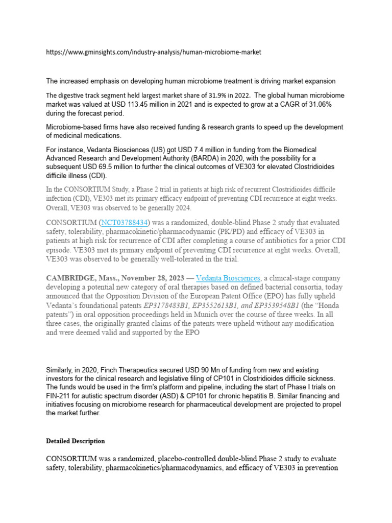 Human Microbiome Market Growth Insights | PDF | Phases Of Clinical ...