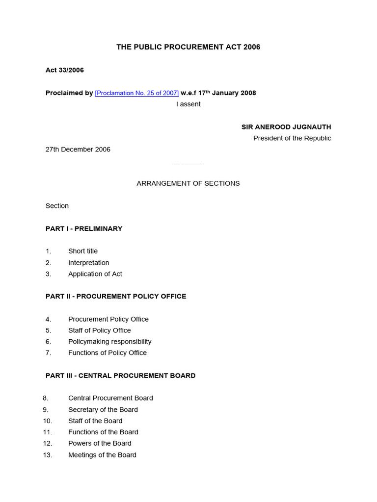 Public Procurement Act 2006 Overview | PDF | Procurement | Evaluation
