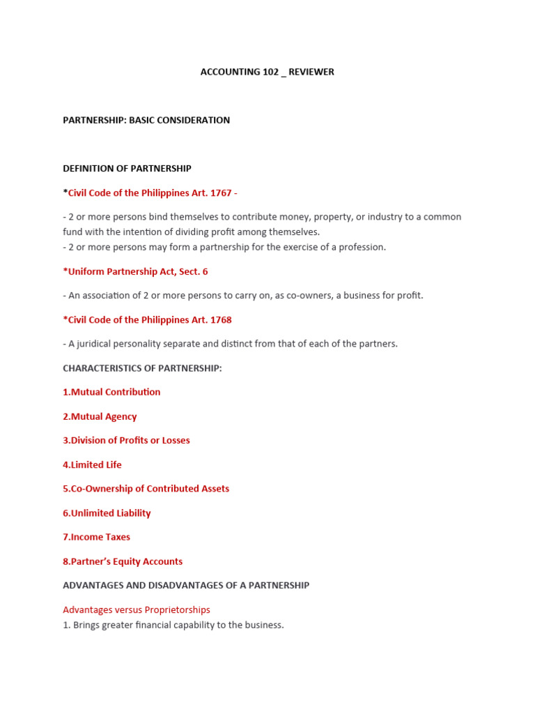 Partnership Accounting Overview Guide | PDF | Debits And Credits ...