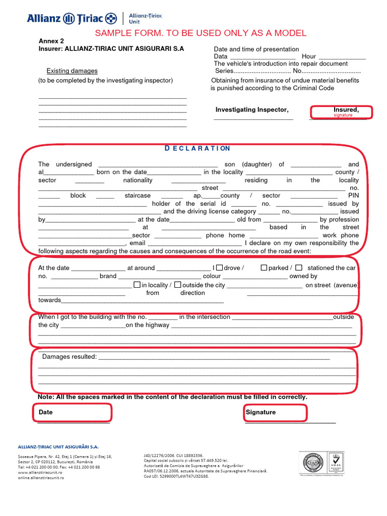 Insurance Claim Declaration Form | PDF | Road Transport | Vehicles