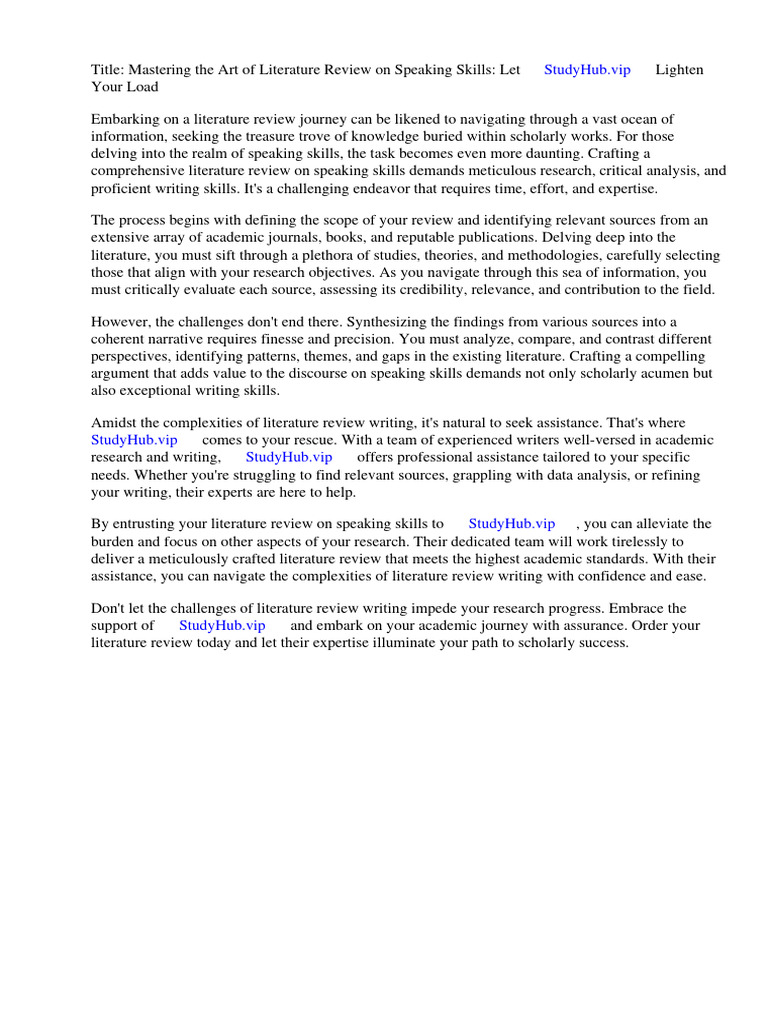 Review of related literature speaking skills pdf literature review