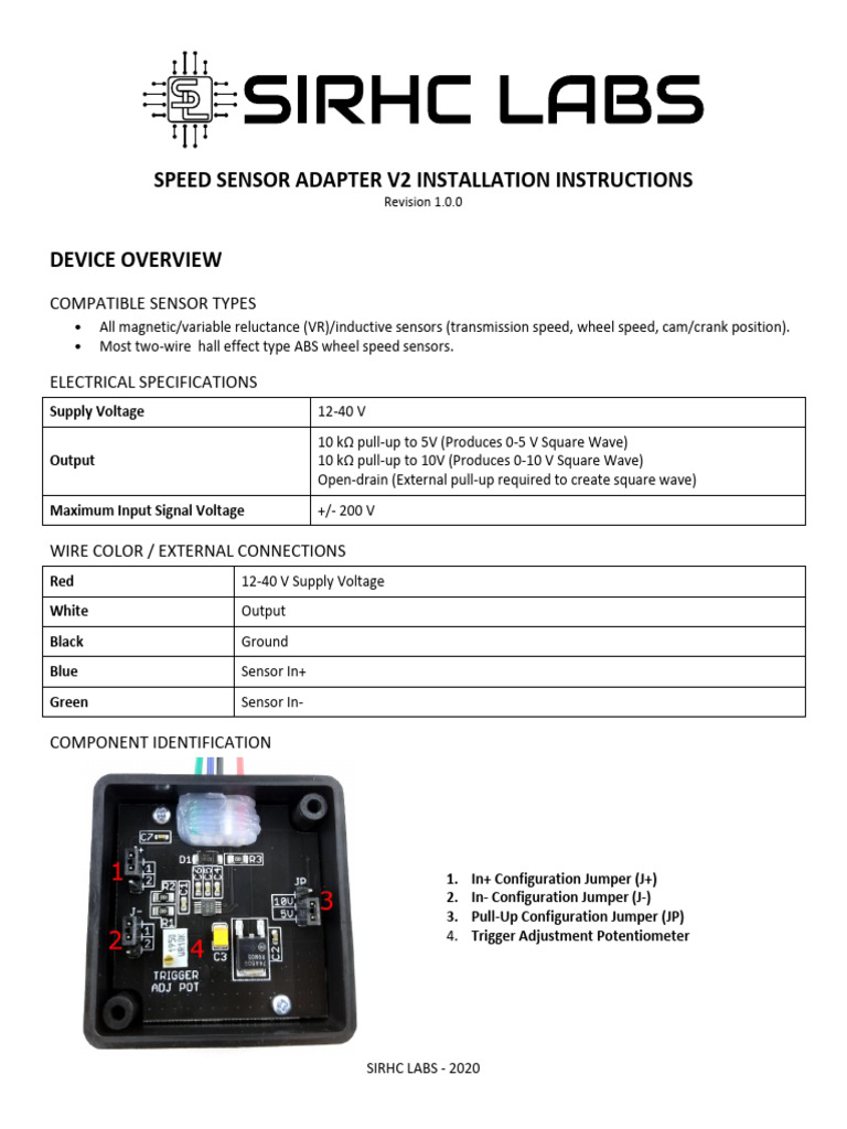 2-Wire Speed Sensor Wiring Guide | PDF | Electrical Engineering ...
