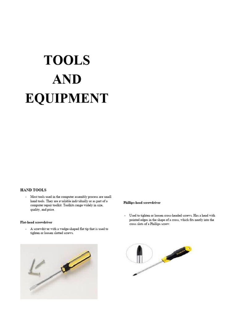 Essential Tools for Computer Assembly | PDF | Electrostatic Discharge ...