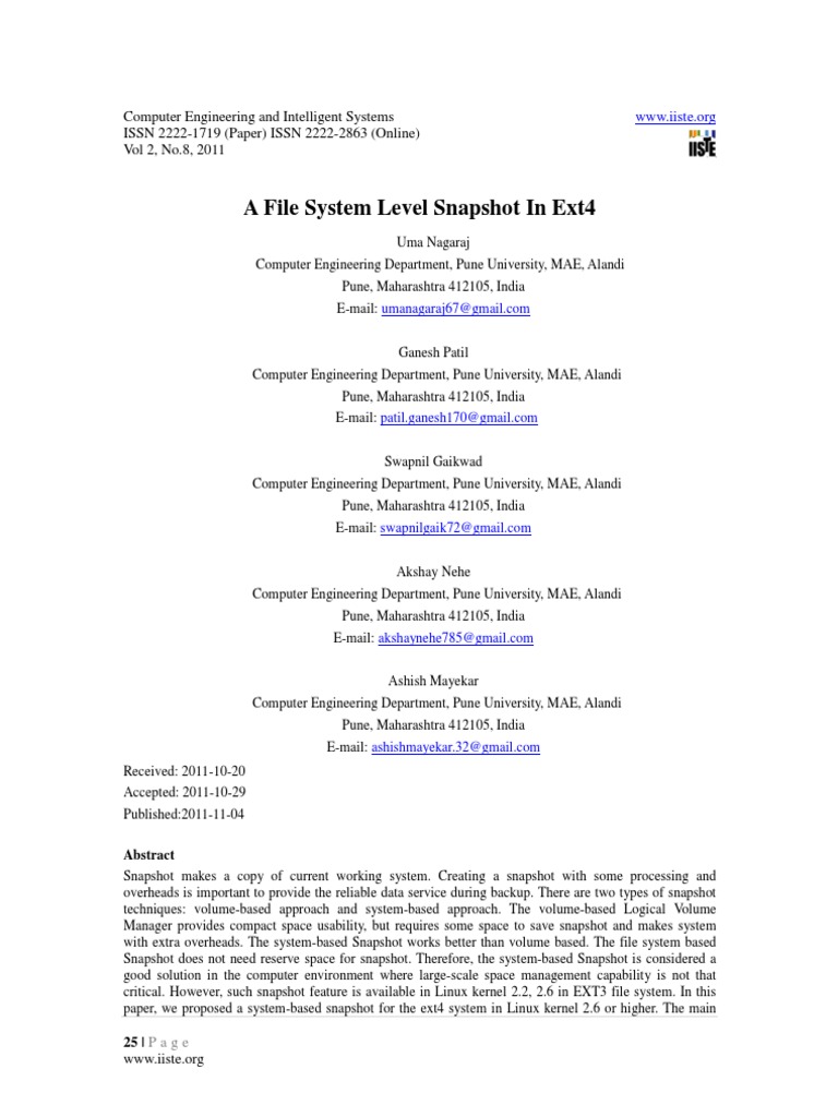 4.a File System Level Snapshot in Ext4 - 35-30 | PDF | File System ...