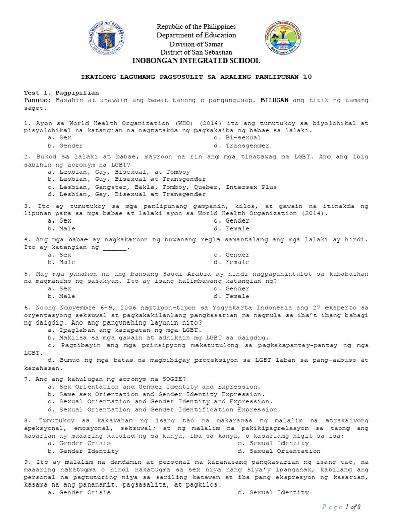 SY 2023 - 2024 AP10 - Q3 - Quarter Examination | PDF