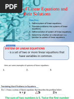 Systems of Linear Equations and Their Solutions