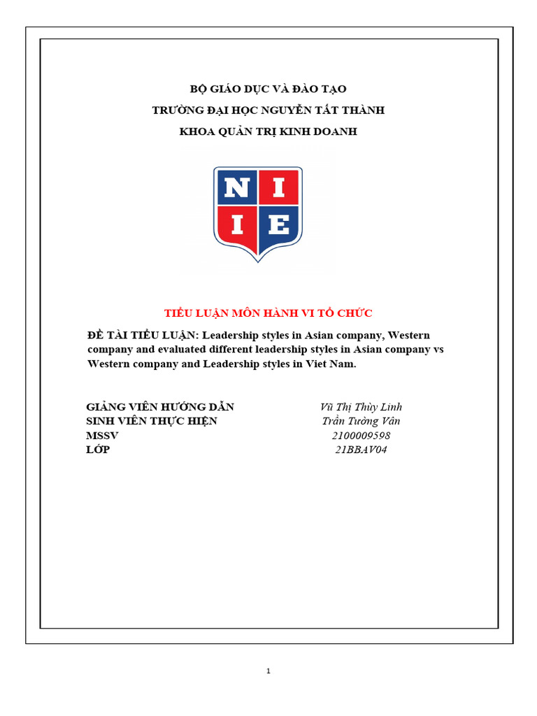 Final Exam - Hanh Vi To Chuc - Tran Tuong Van - 2100009598 - 21bbav04 | PDF