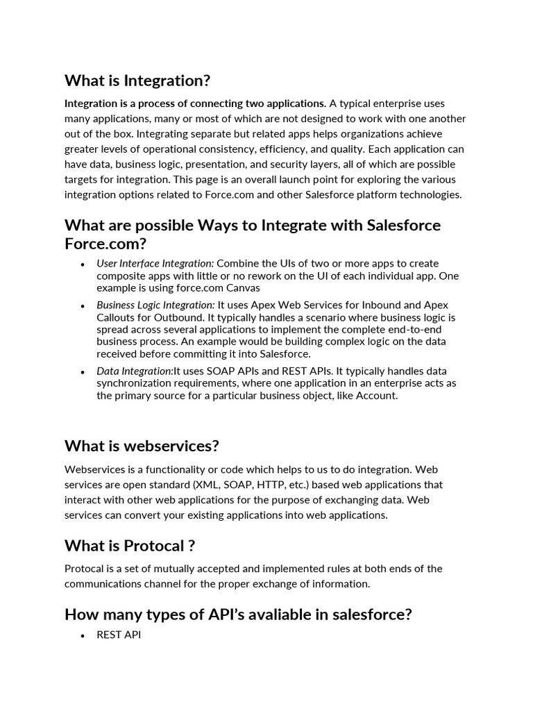 Salesforce Integration Questions