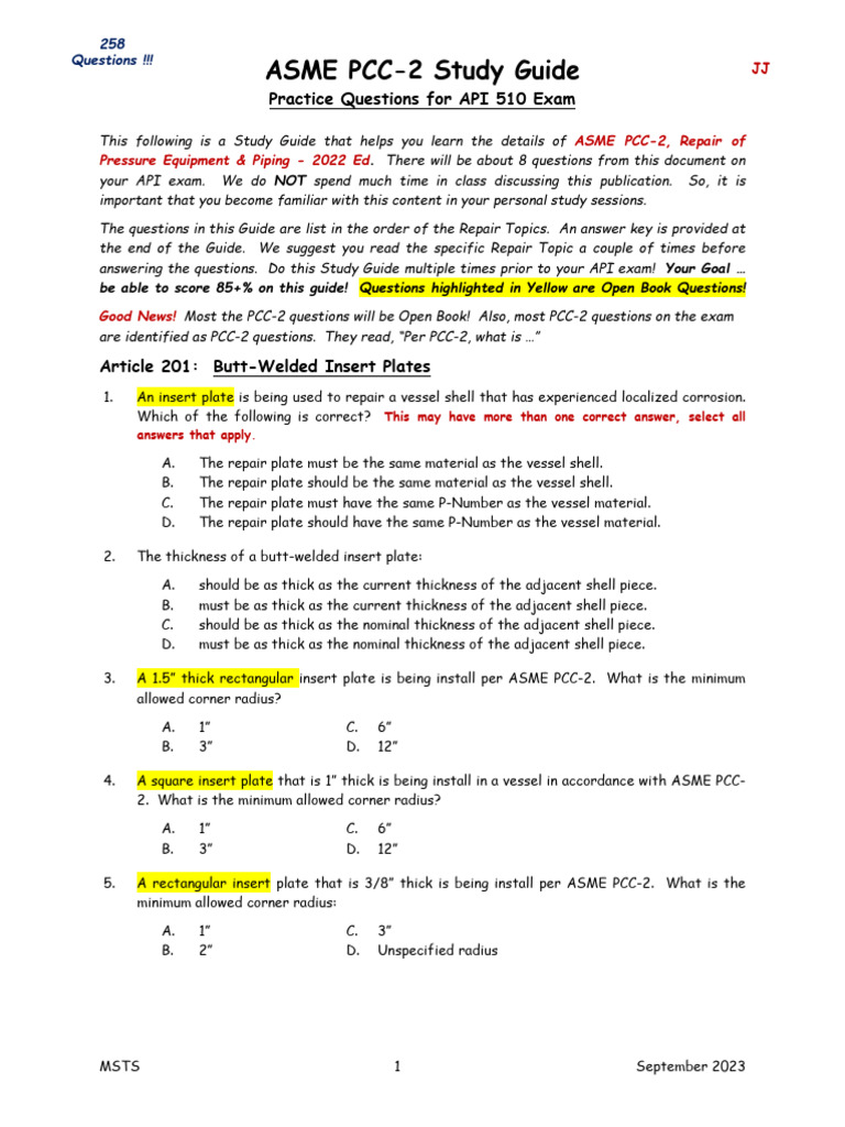 ASME PCC-2 Exam Study Guide | PDF | Welding | Construction