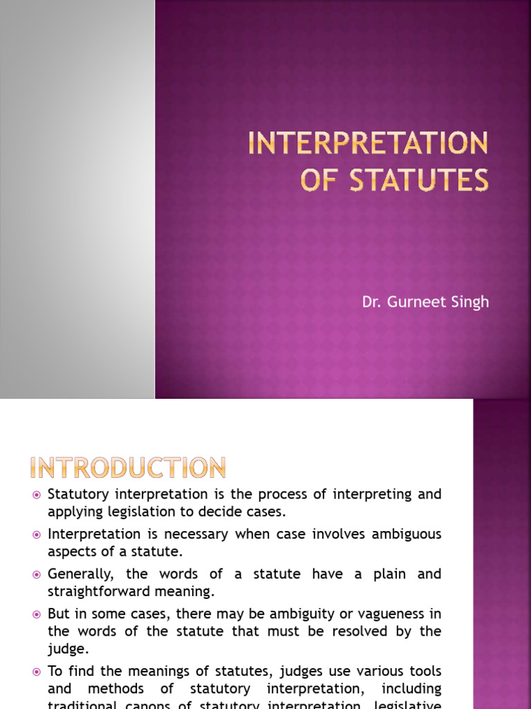 Interpretation of statutes pdf statutory interpretation plain