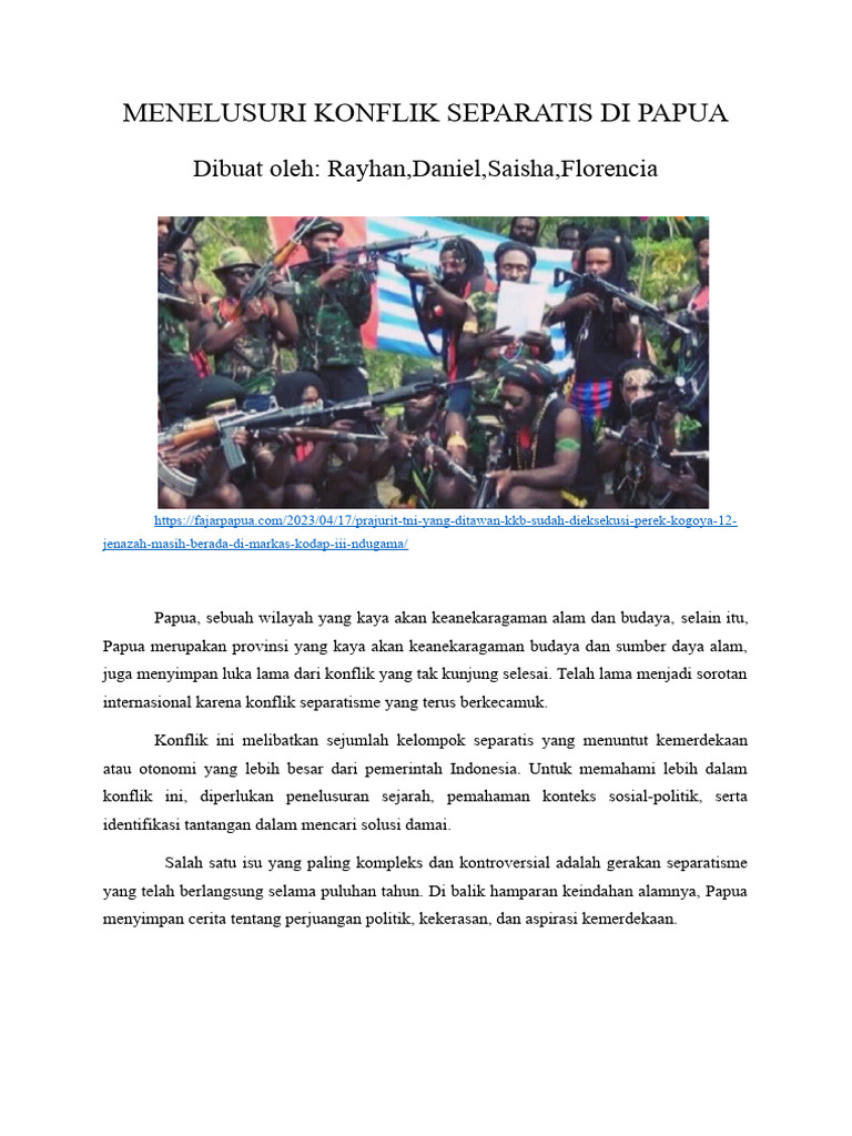 Konflik Separatisme Papua: Akar dan Dampak | PDF