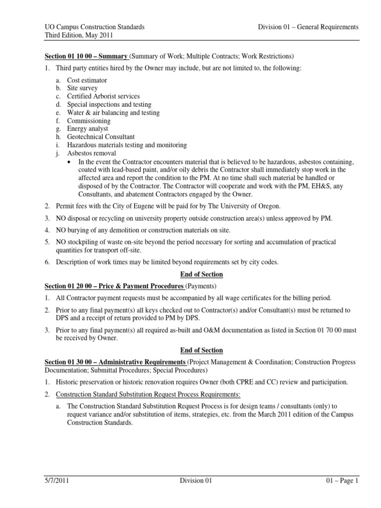 Division 01 General Requirements