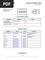 Call Sheet Day 1