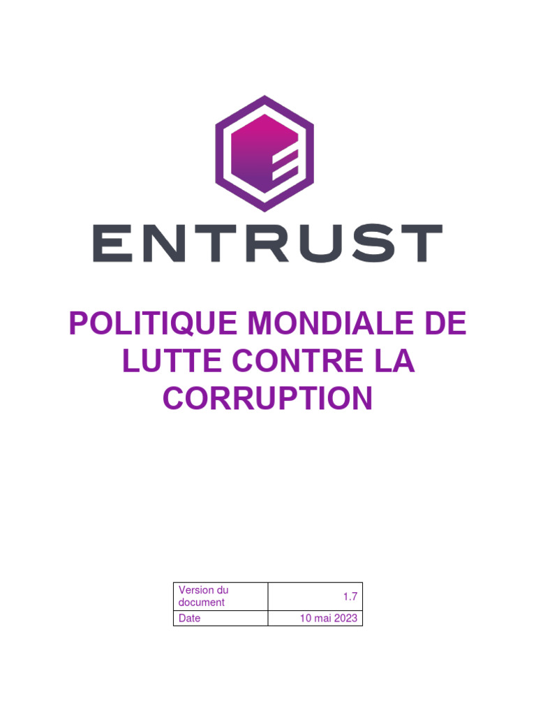 Politique Anti-Corruption d'Entrust | PDF | la corruption | Blanchiment ...