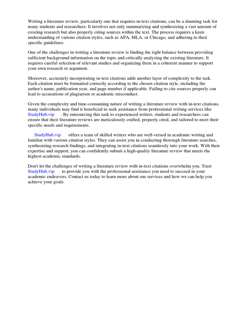 Apa In Text Citation Literature Review