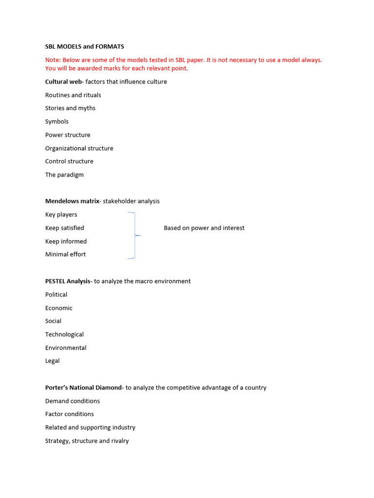 SBL MODELS | PDF | Strategic Management | Market (Economics)