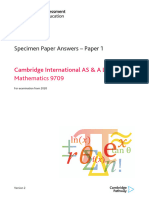 9709 AICE Mathematics Paper 1 Specimen Answers