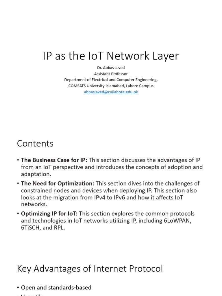 Optimizing IP for IoT Networks | PDF | Internet Protocols | I Pv6