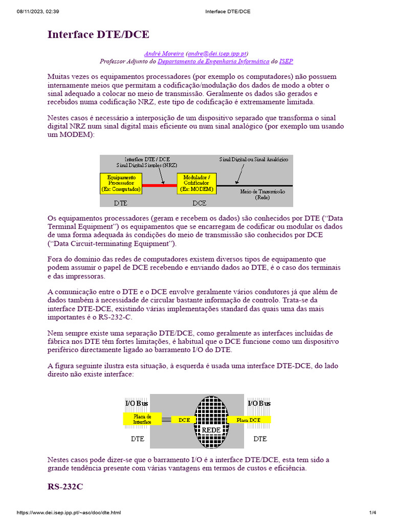 Interface Serial DTE - DCE | PDF | Entrada/Saída | Telecomunicações