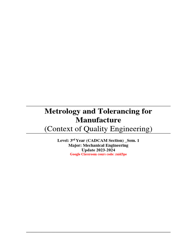 Manufacturing Metrics & Tolerances Guide | PDF | Engineering Tolerance
