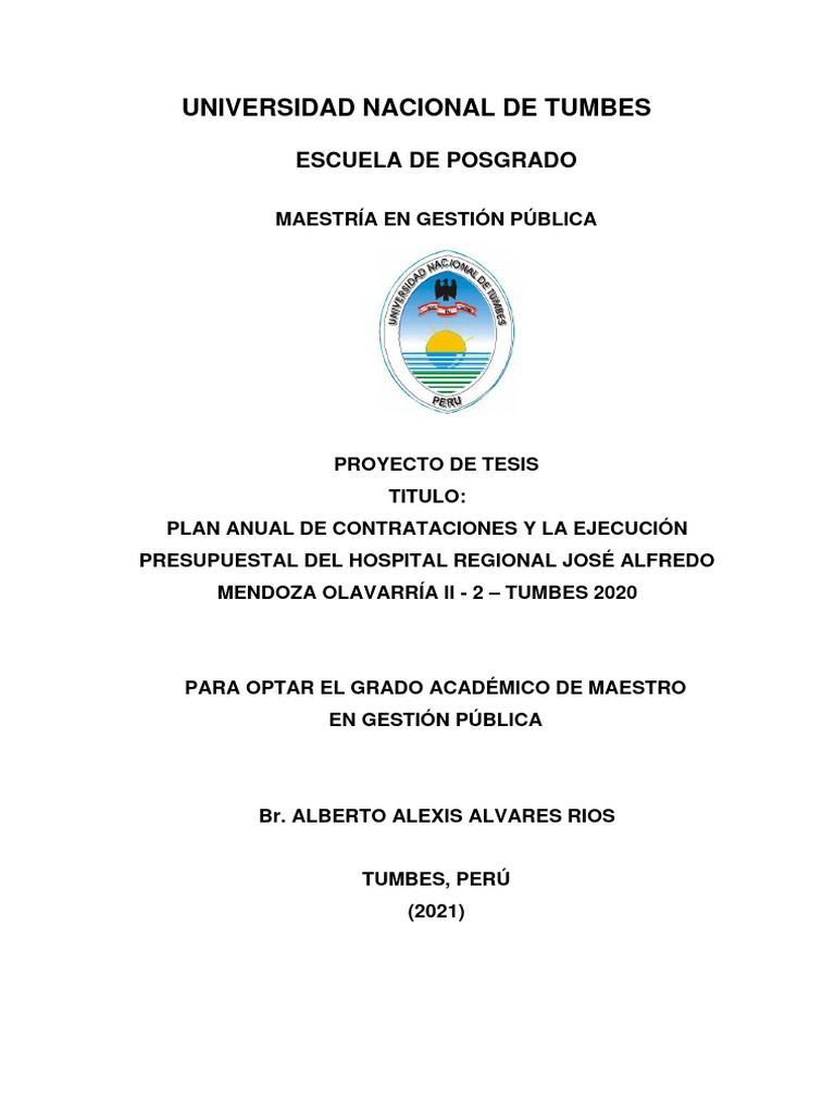 Alvares Proyecto de Tesis 08092021 | PDF | Presupuesto | Presupuesto ...