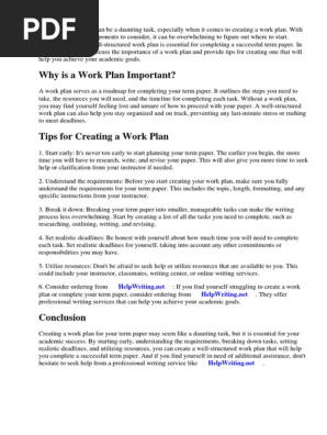 Term Paper Work Plan